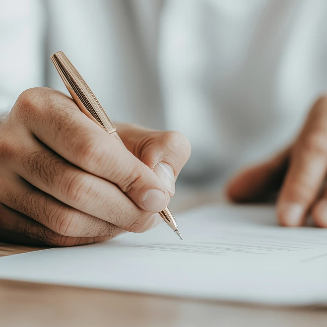writing with pen on paper