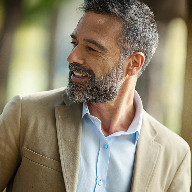 male employee smiling